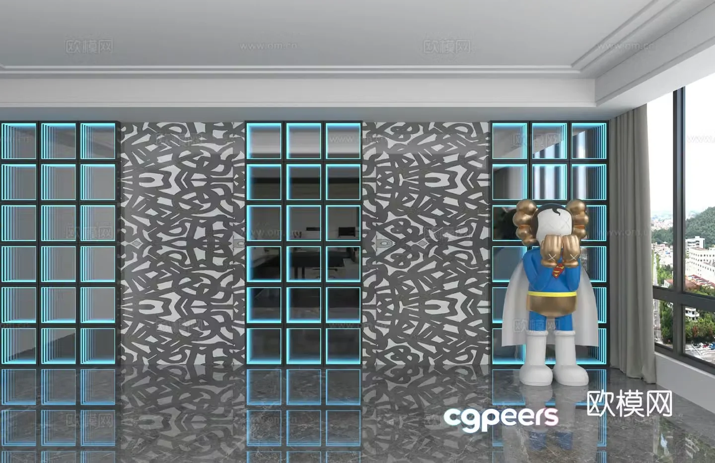 Modern background wall 3d model