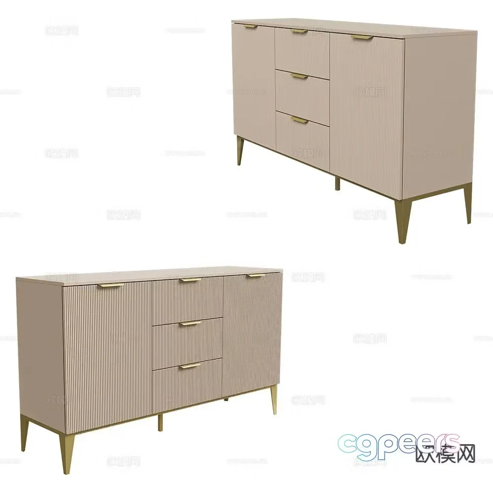 Mister French end view cabinet entrance cabinet 3d model