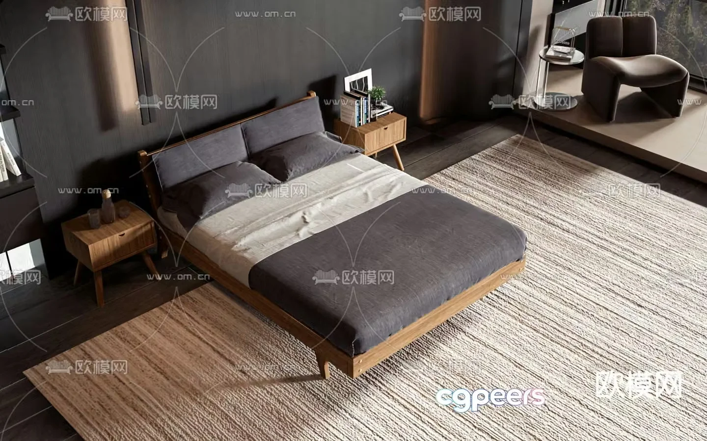 Commercial bed double bed 3d model