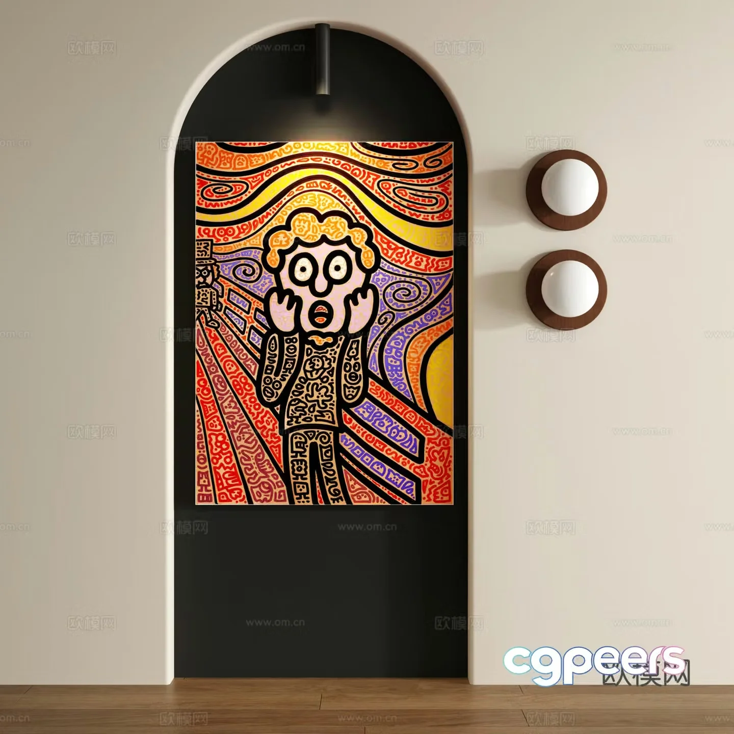 Retro abstract frameless drawing 3d model