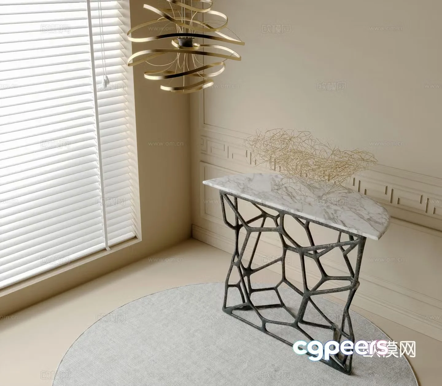Modern end viewing platform chandelier ornament 3D model