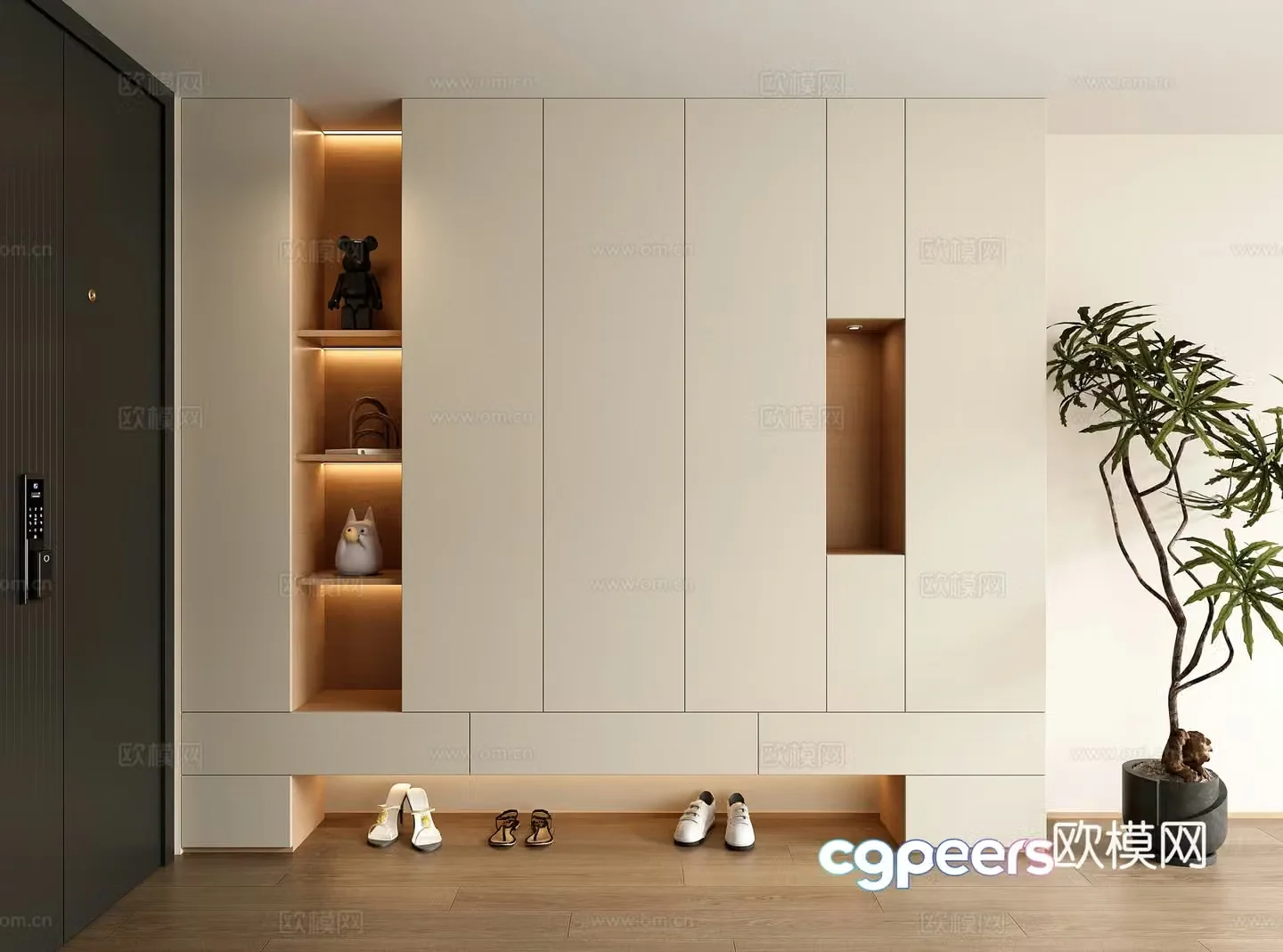 Modern cream style shoe cabinet entrance shoe cabinet decorative shoe cabinet partition shoe cabinet 3D model