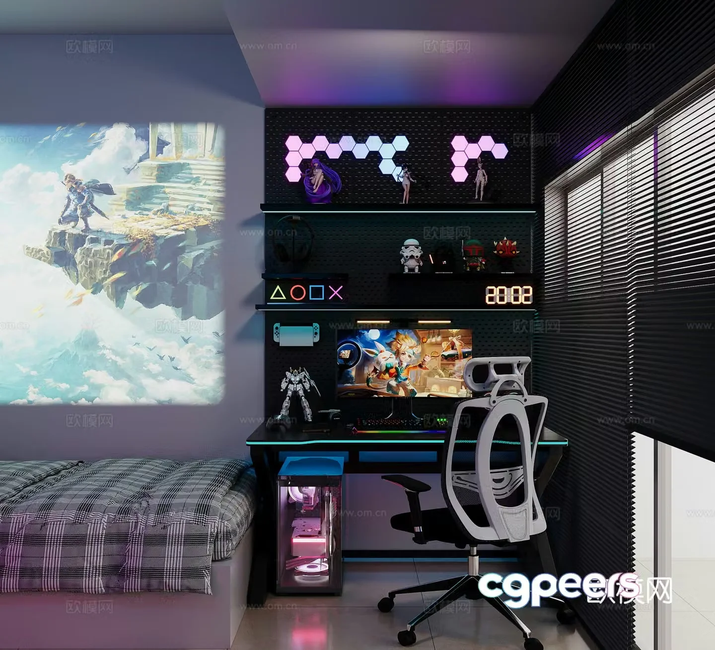 Modern e-sports room 3d model