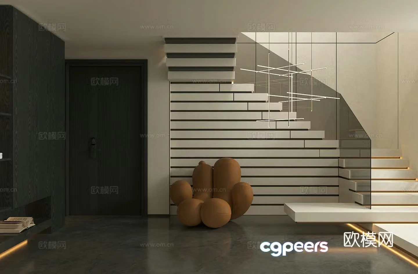 Modern stair landscape basement landscape sketch entrance entrance landscaping stairwell end view 3D model