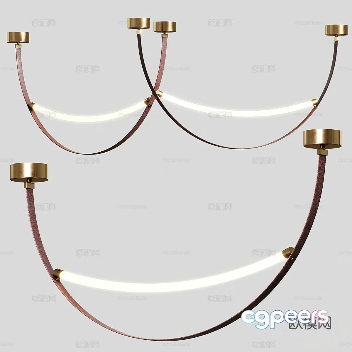Modern Italian light luxury belt decorative chandeliers 3D model