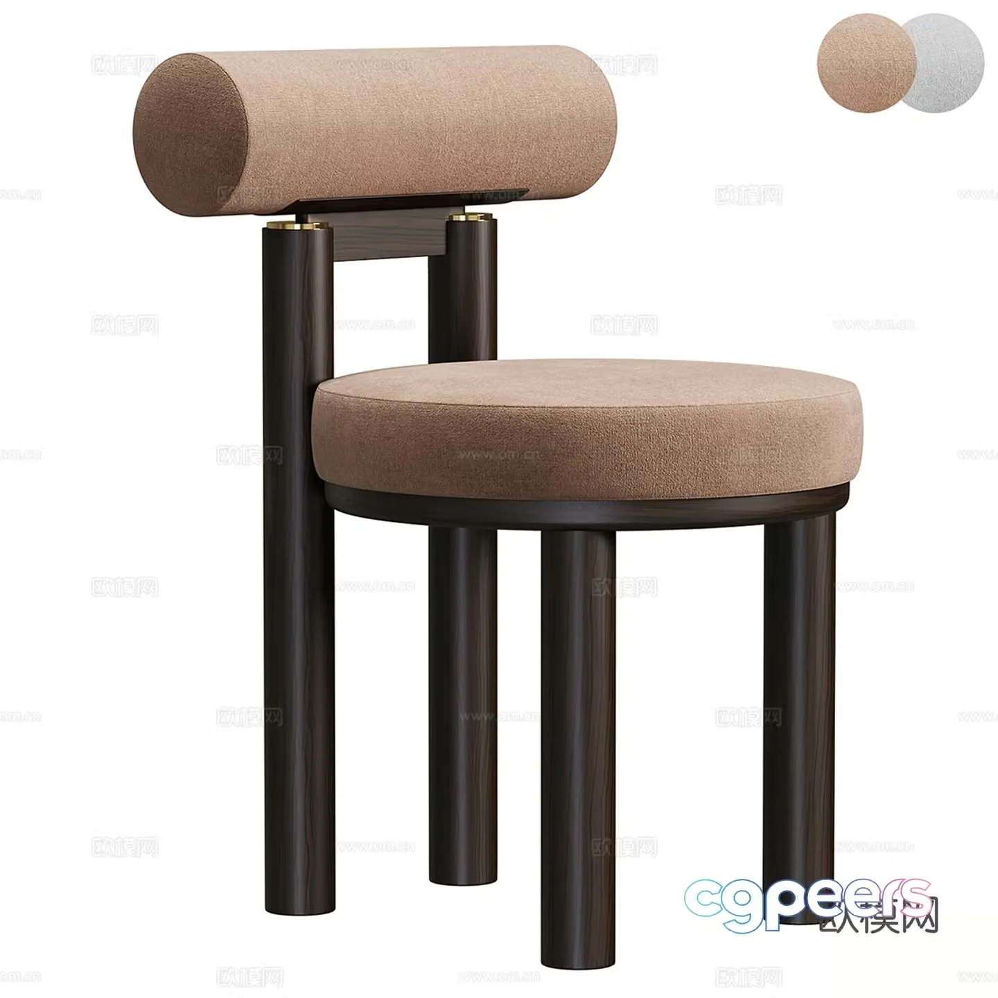 Modern dining chair single chair casual chair 3D model