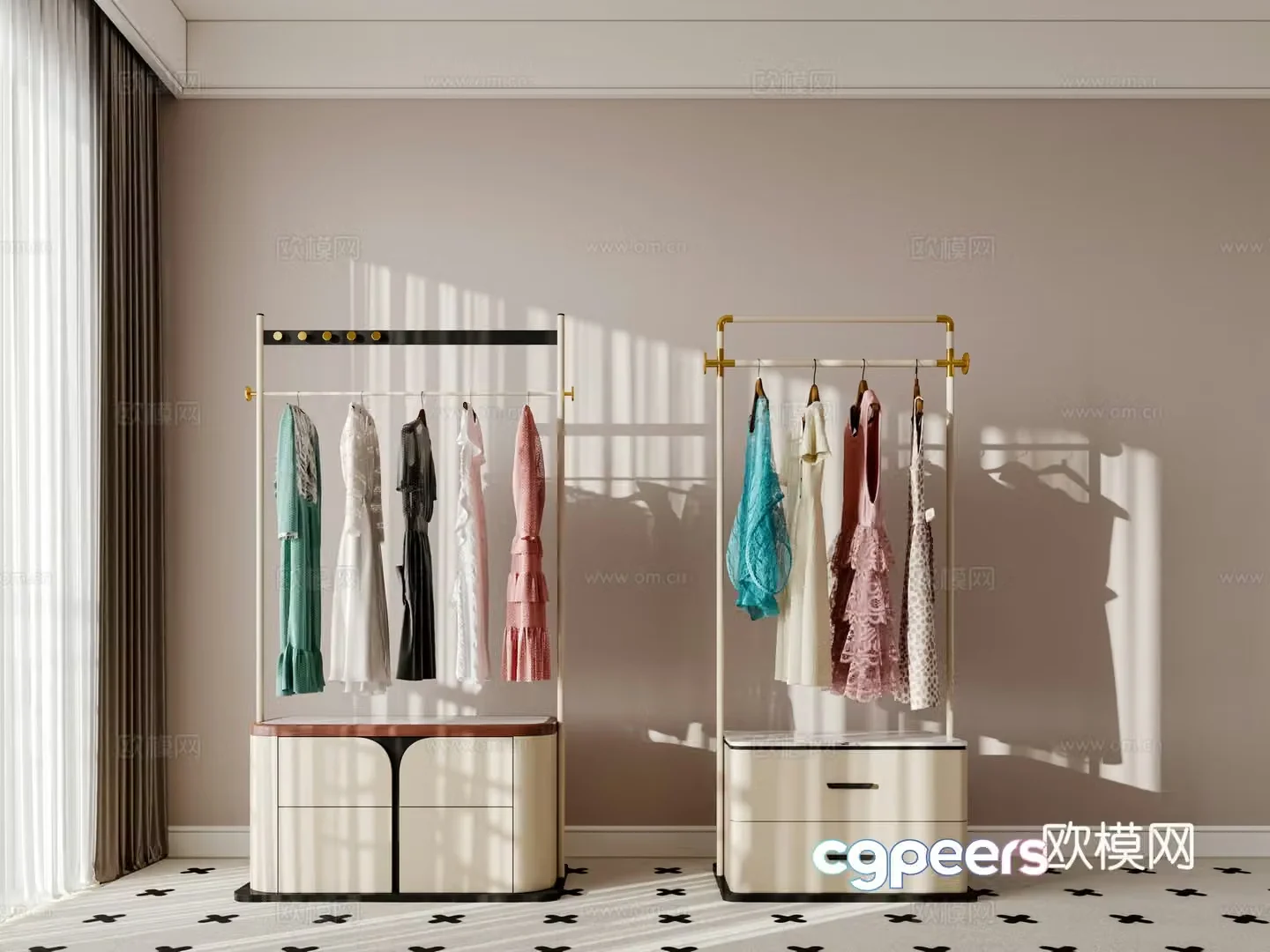 Modern clothes hanger clothes hanger floor-standing clothes hanger finished clothes hanger clothes hanger clothes hanger storage cabinet integrated clothes hanger 3D model