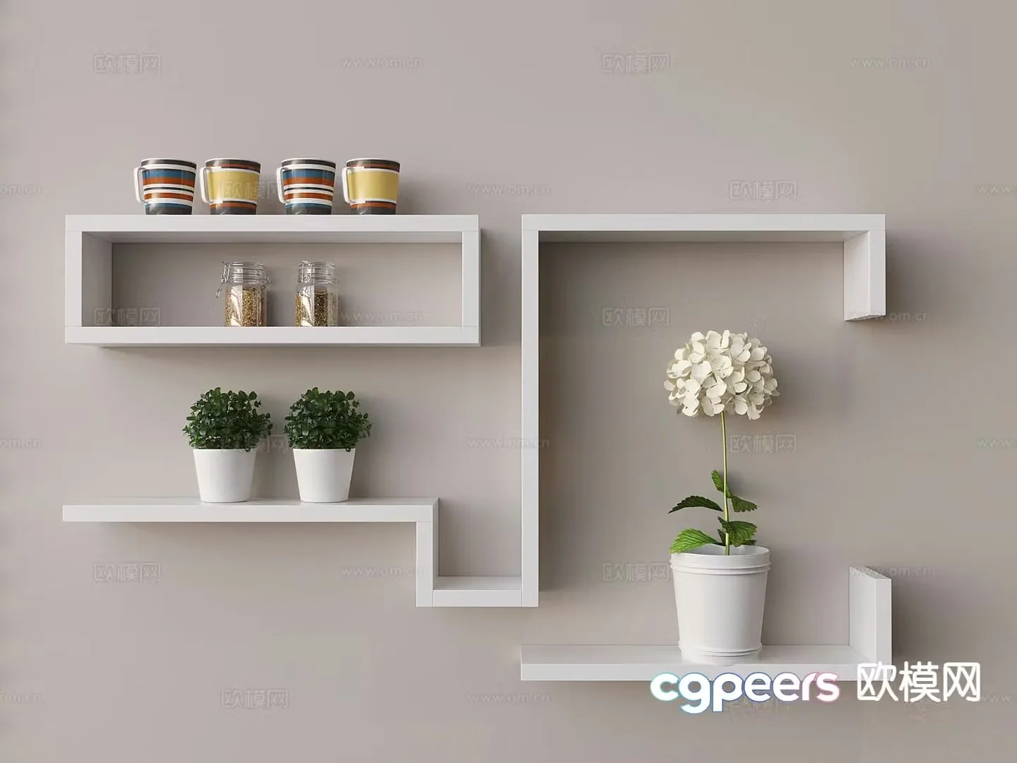 Modern wall cabinet wall-mounted storage rack display rack 3D model