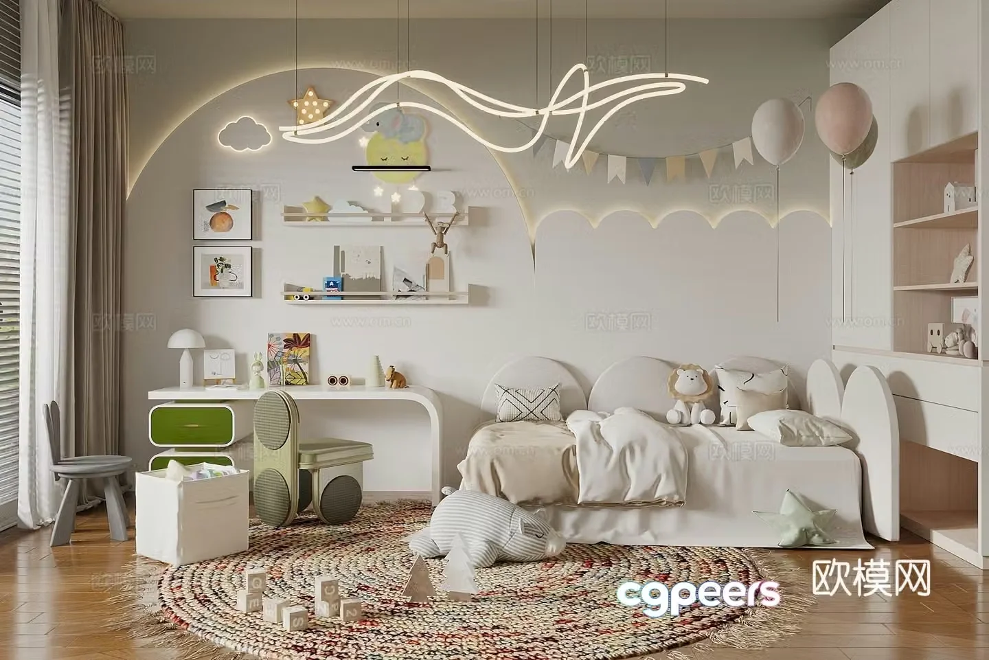 Modern children’s room Children’s entertainment room Children’s toy room Toy doll combination 3D model