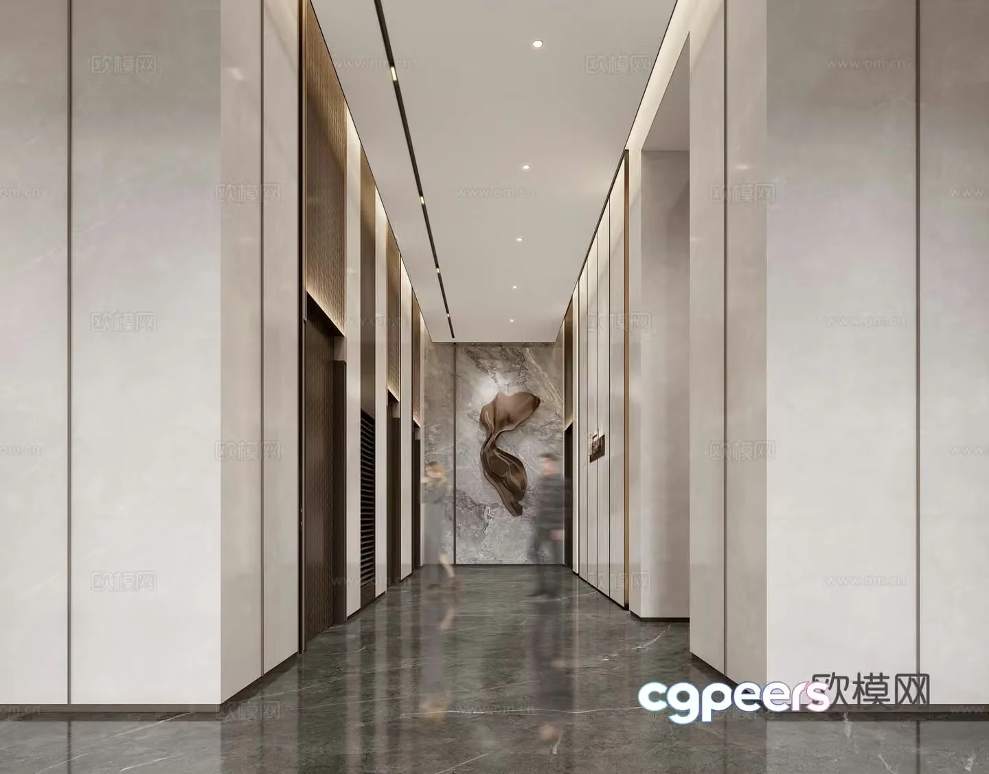 Modern elevator hall corridor 3d model