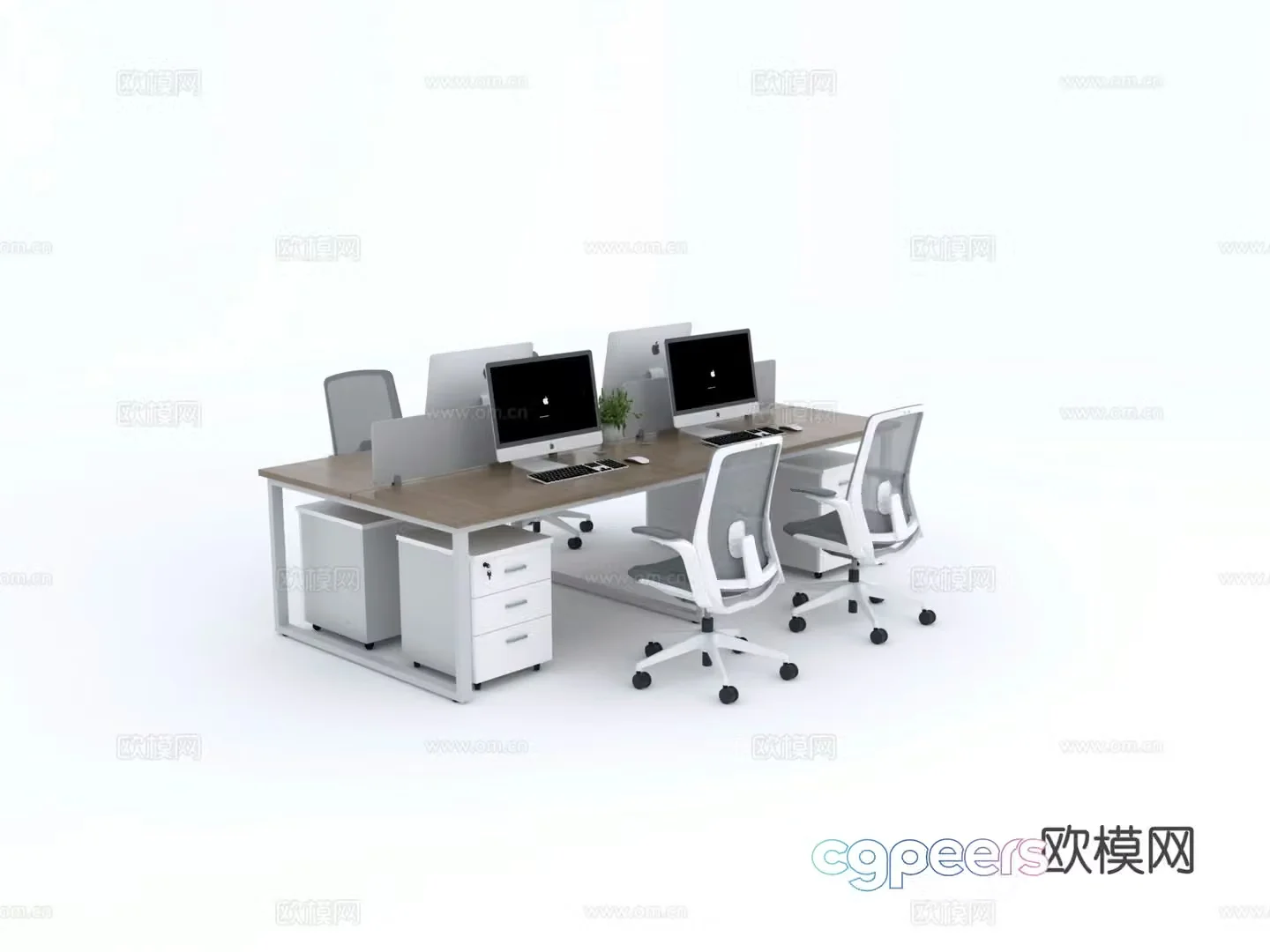 computer desk office desk 3d model