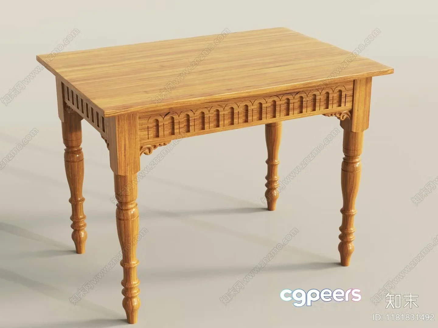 A Wooden Table With Ornate Legs 3D Model – 141 – VRAY Render