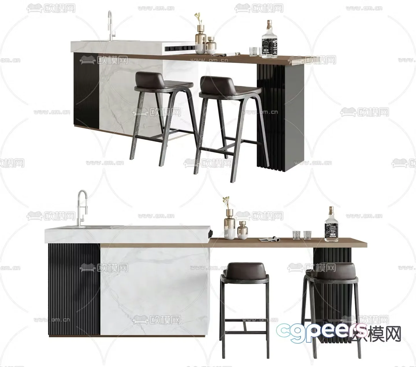 3D model of Nakadao dining table and chair