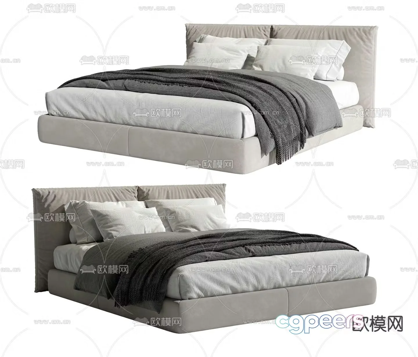 Modern double bed 3d model