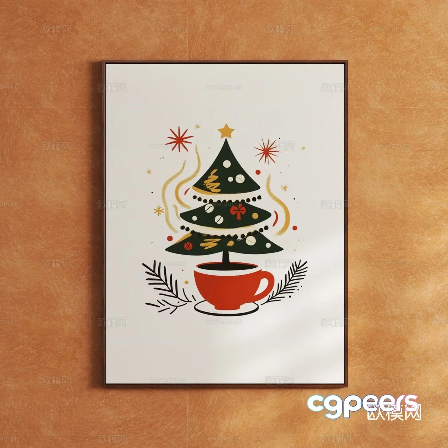 Modern Creative Christmas Hanging Painting Art Painting Decorative Painting 3D Model