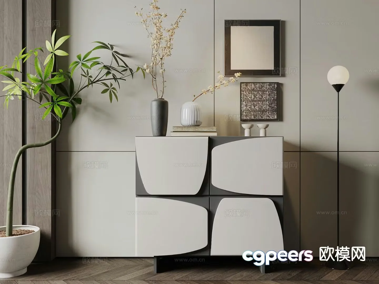 Modern side cabinet entrance cabinet 3d model