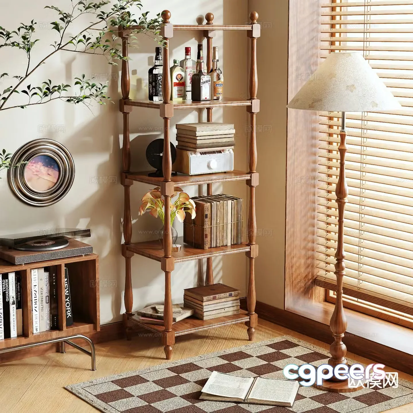 Medieval style storage rack display rack display rack 3d model