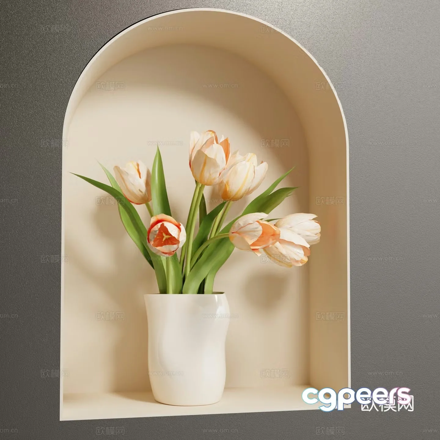 Modern vase Art back wall Modern vase Modern cream style vase Floral art Cream style 3d model