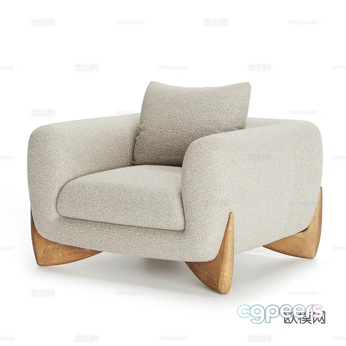 Modern single sofa Fabric single sofa Fabric sofa chair Fabric backrest chair Fabric armrest 3D model