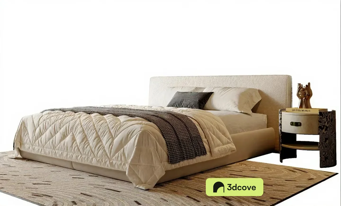 A Bed With A White Headboard