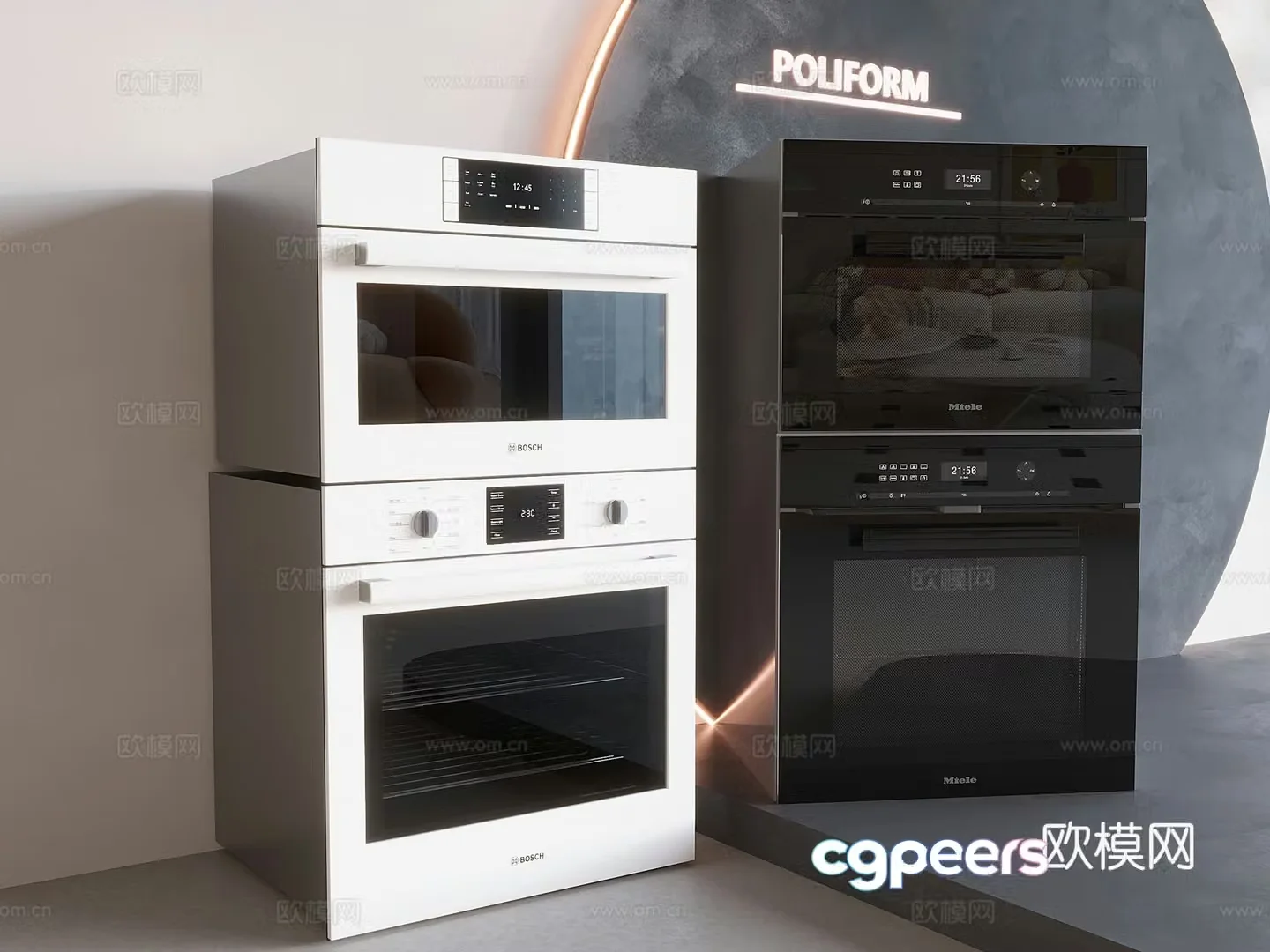 Intelligent embedded oven steaming baking integrated kitchen electrical steam box oven 3D model