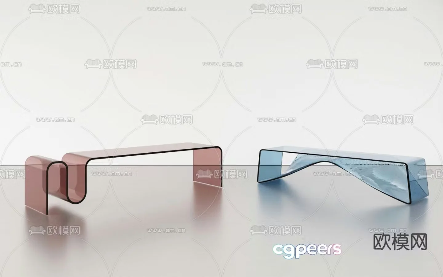 Acrylic bench stool 3d model