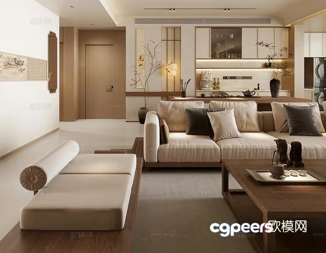 Middle style living room Song style aesthetic 3D model