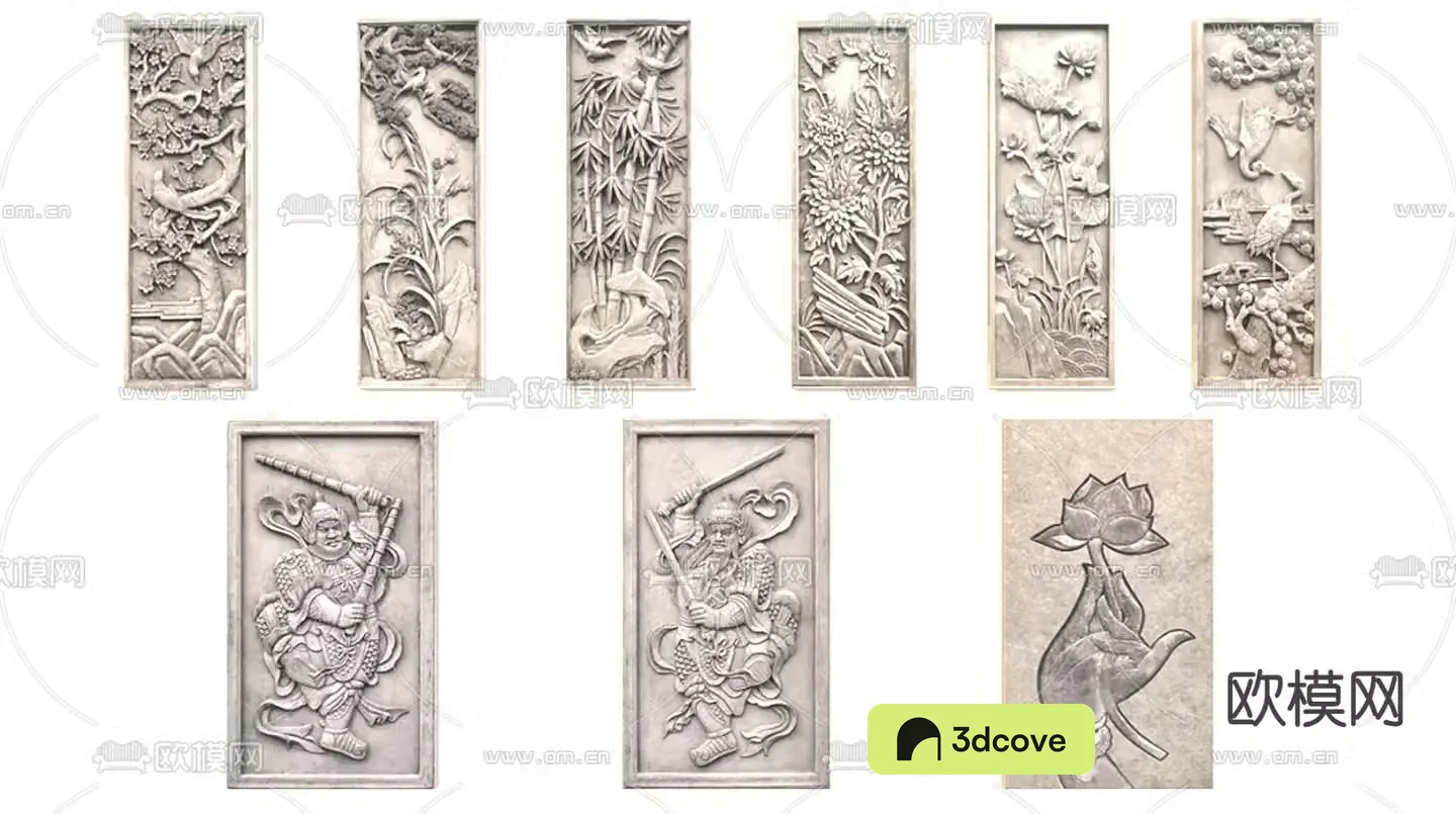 Chinese style landscape wall relief brick carving plum orchid bamboo chrysanthemum relief