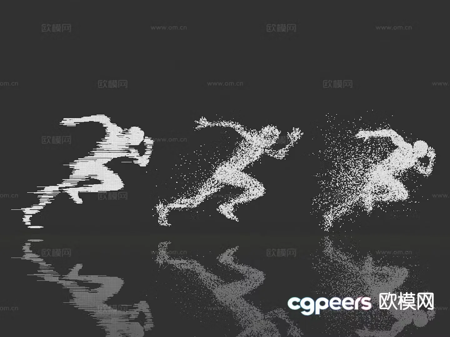 Particle character character silhouette moving character silhouette 3d model