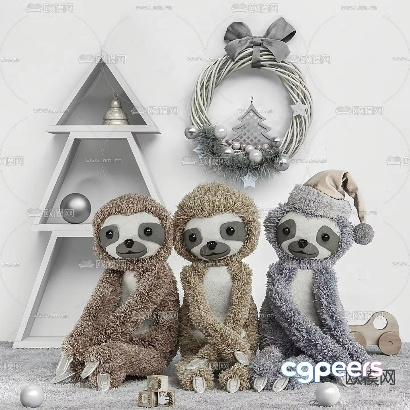 Modern sloth children’s plush toy 3d model