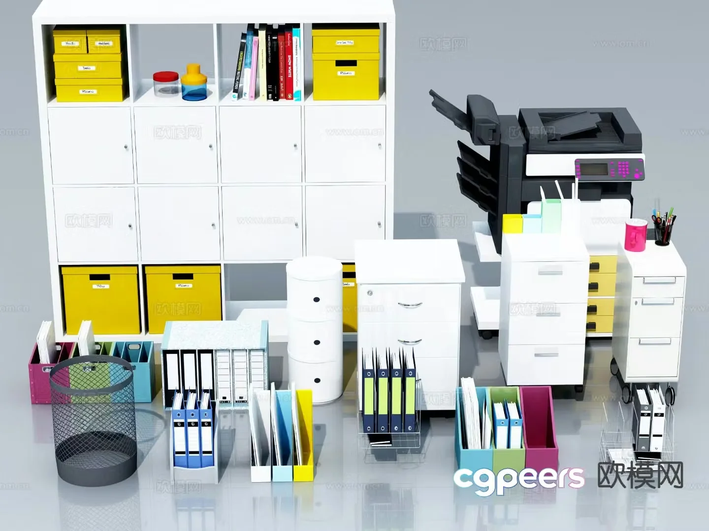 Modern office supplies file cabinet folder 3d model