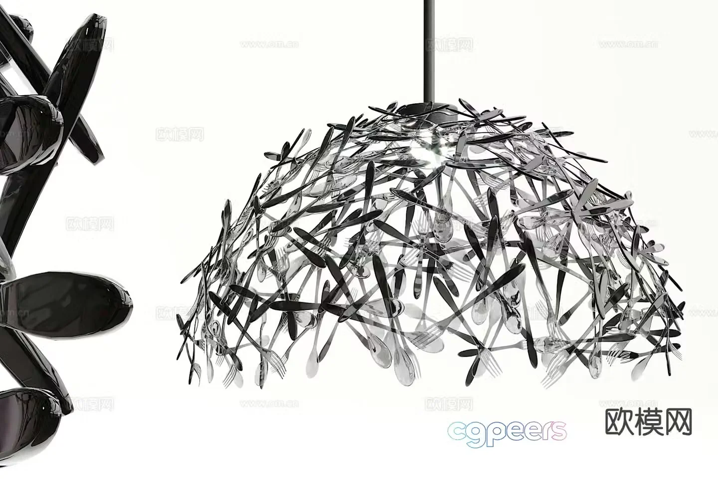 Modern spoon shape chandelier 3d model