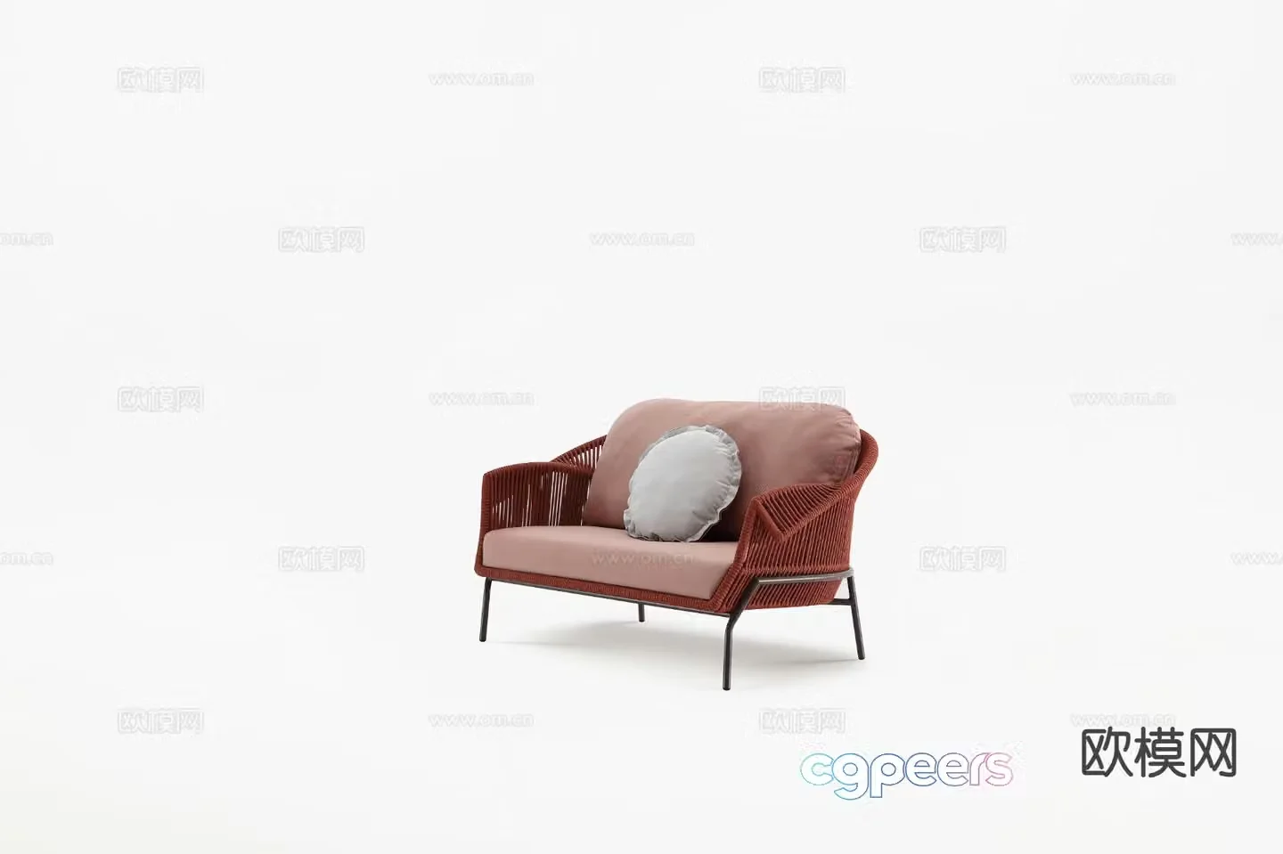 Modern patio sofa double sofa outdoor sofa 3d model