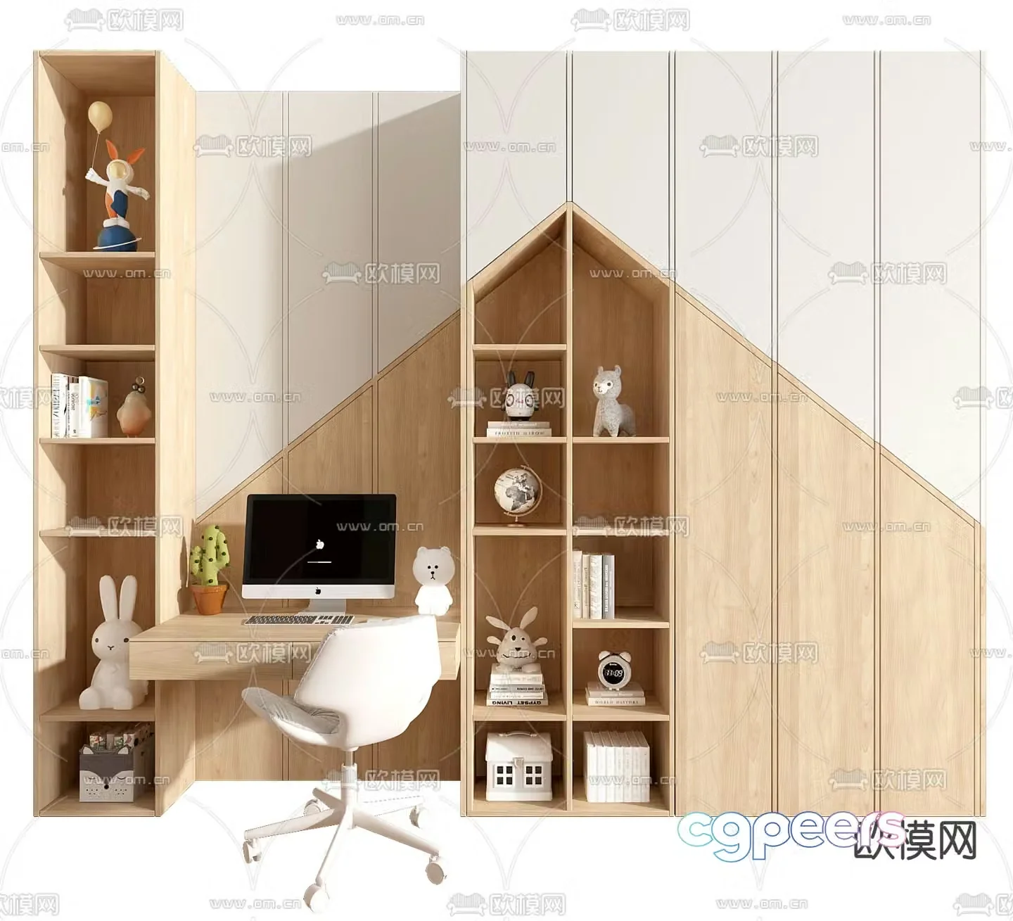 Children’s desk bookcase 3d model