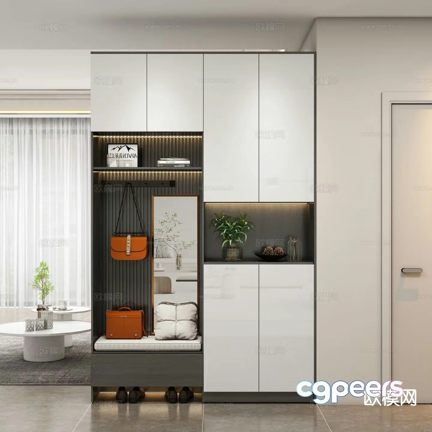 Modern partition shoe cabinet 3d model