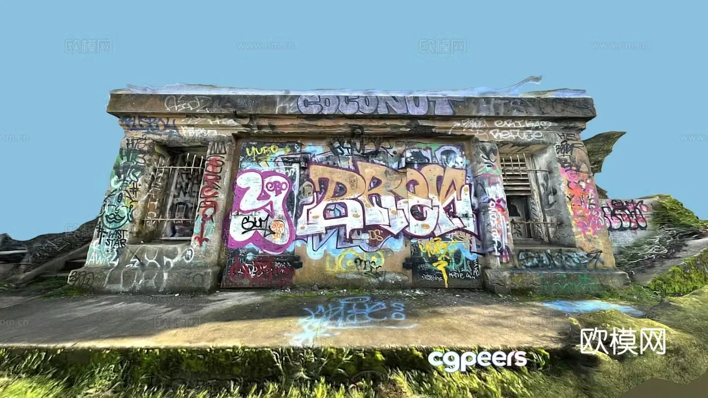 Graffiti brick wall art painted wall 3d model
