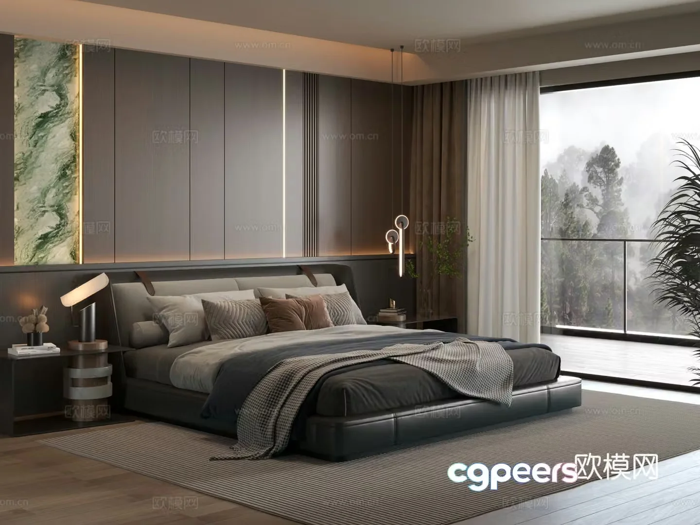 Modern bedroom Italian bedroom Bedroom Bedroom Bedroom Background Wall 3D Model