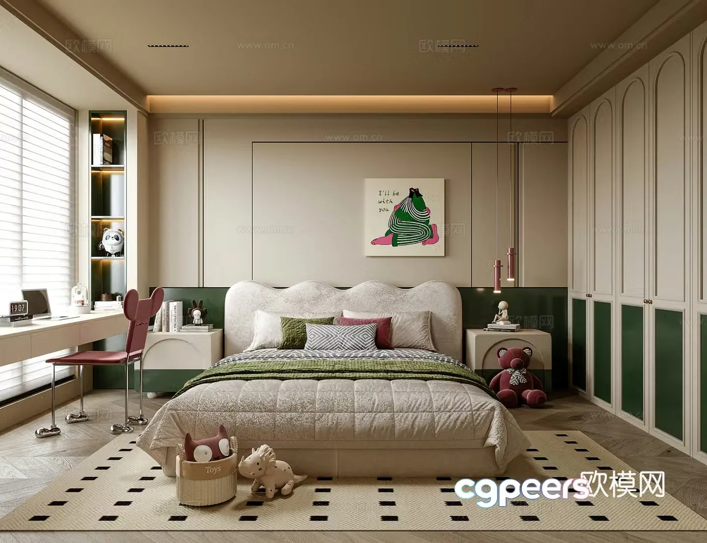 Modern children’s room universal children’s room girls’ room boy’s room children’s desk and chair 3d model