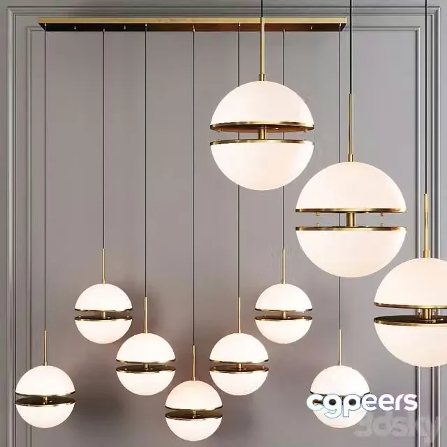 3ds Max Free – Restoration Hardware HEMISPHERE 7-LIGHT LINEAR CHANDELIER Brass