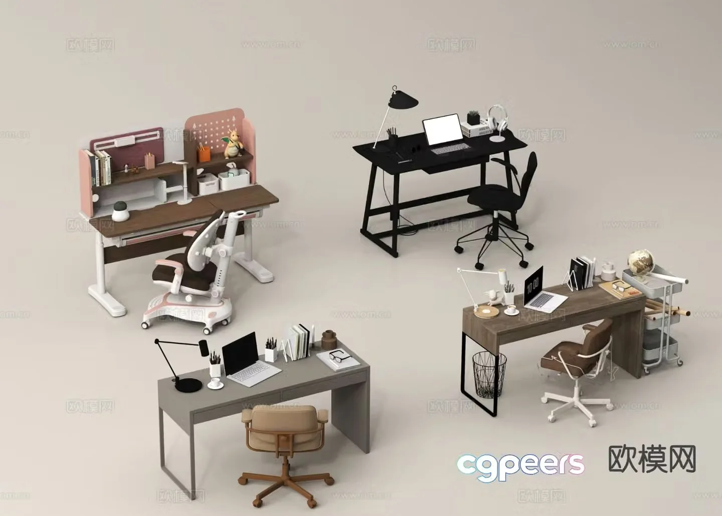 Children’s study table computer table writing table desk 3d model