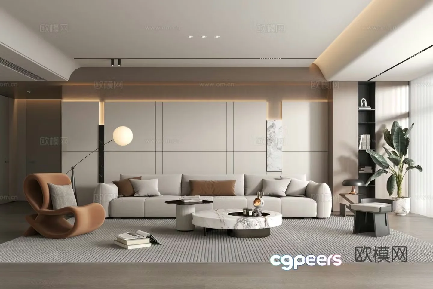 Modern minimalist living room 3d model