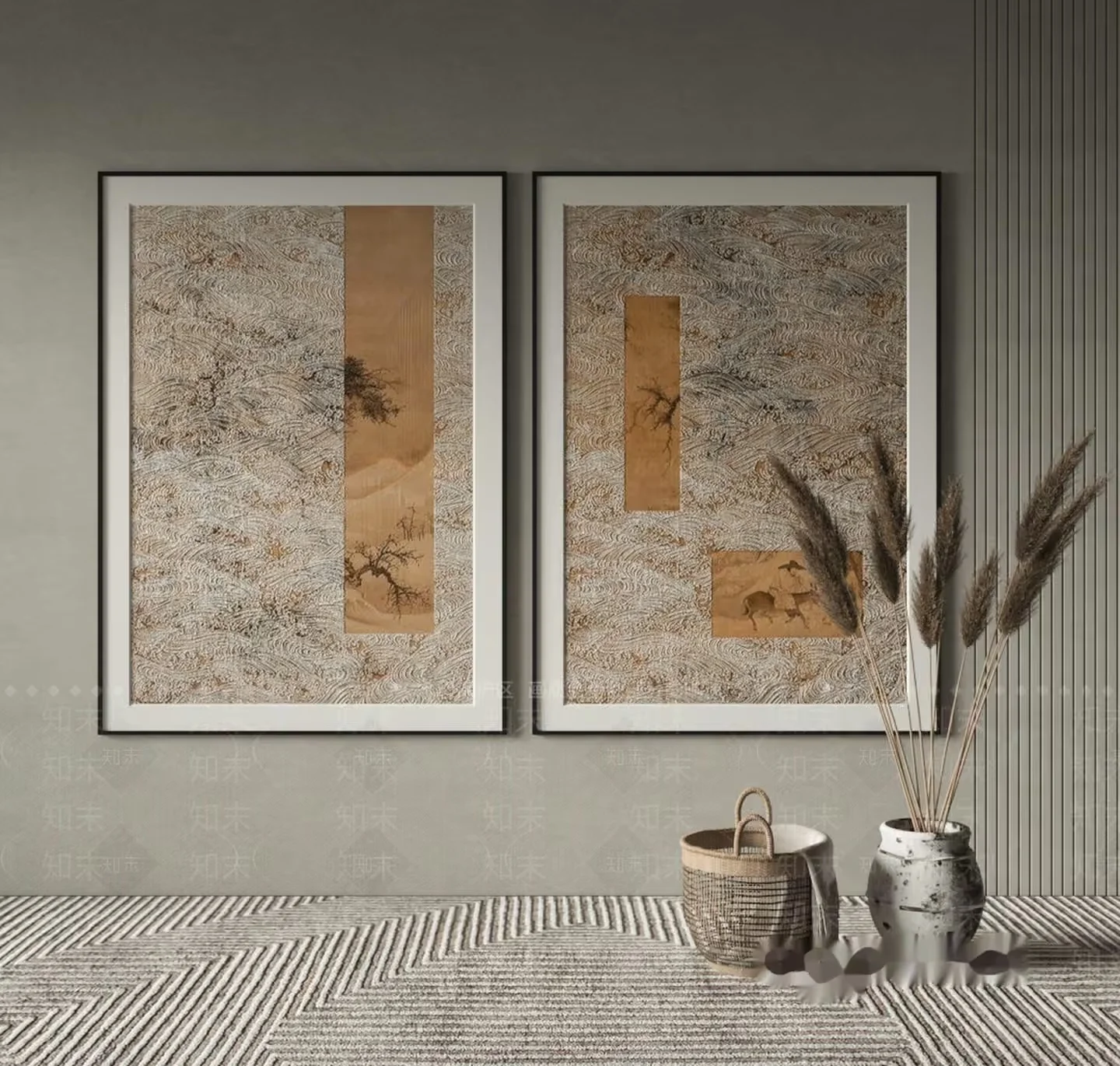 A Pair Of Framed Artwork Pieces 3D Model – 11691 – VRAY Render