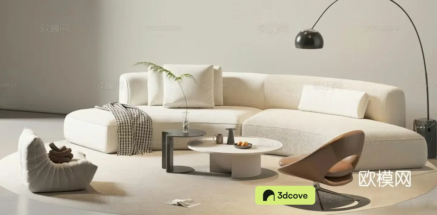 Oriental white casual sofa combination