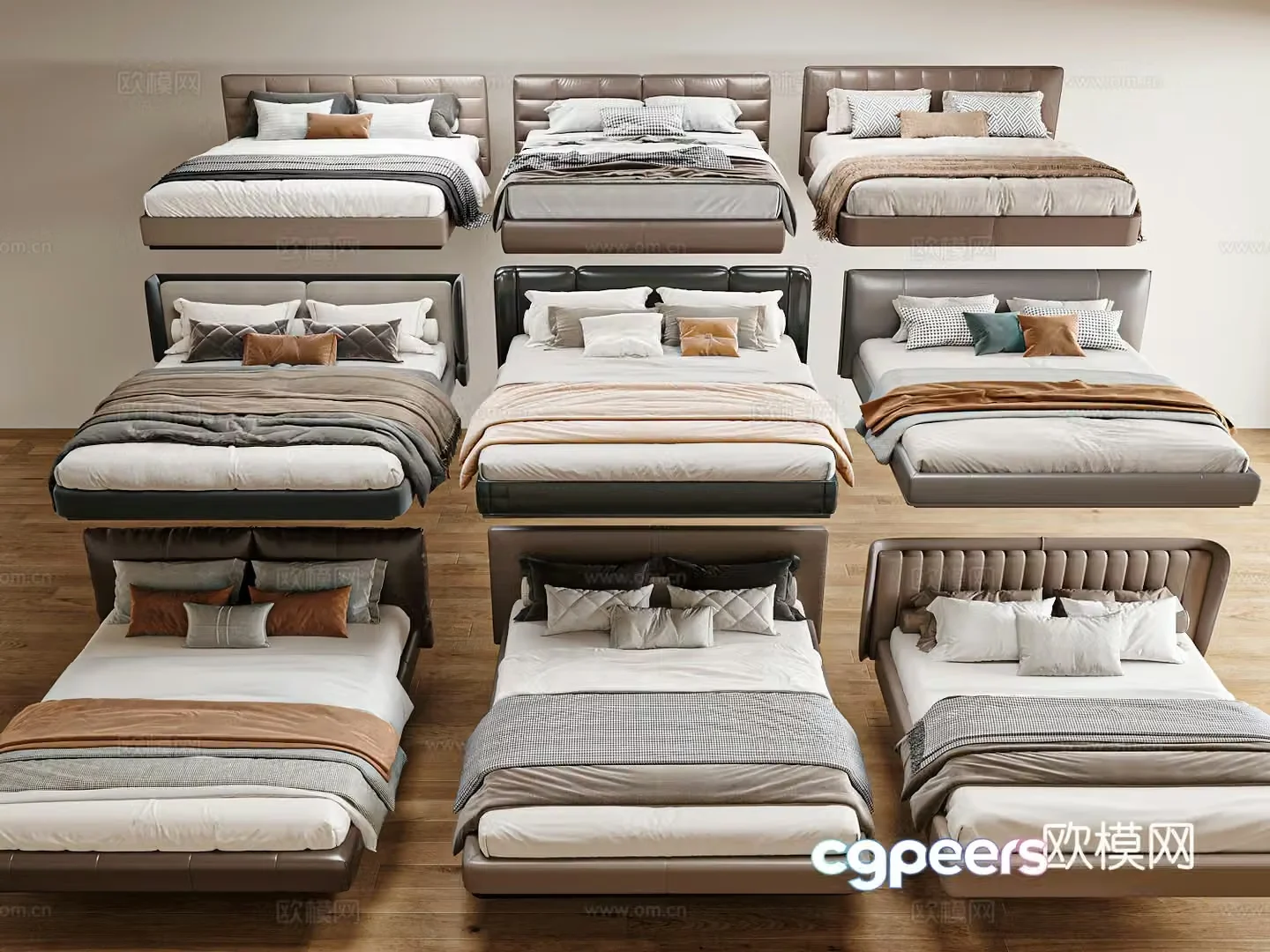Modern Italian double bed 3d model