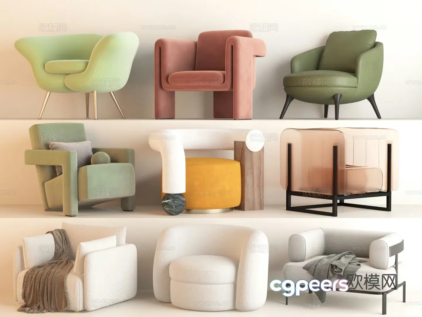 Modern single sofa sofa chair leisure chair d model