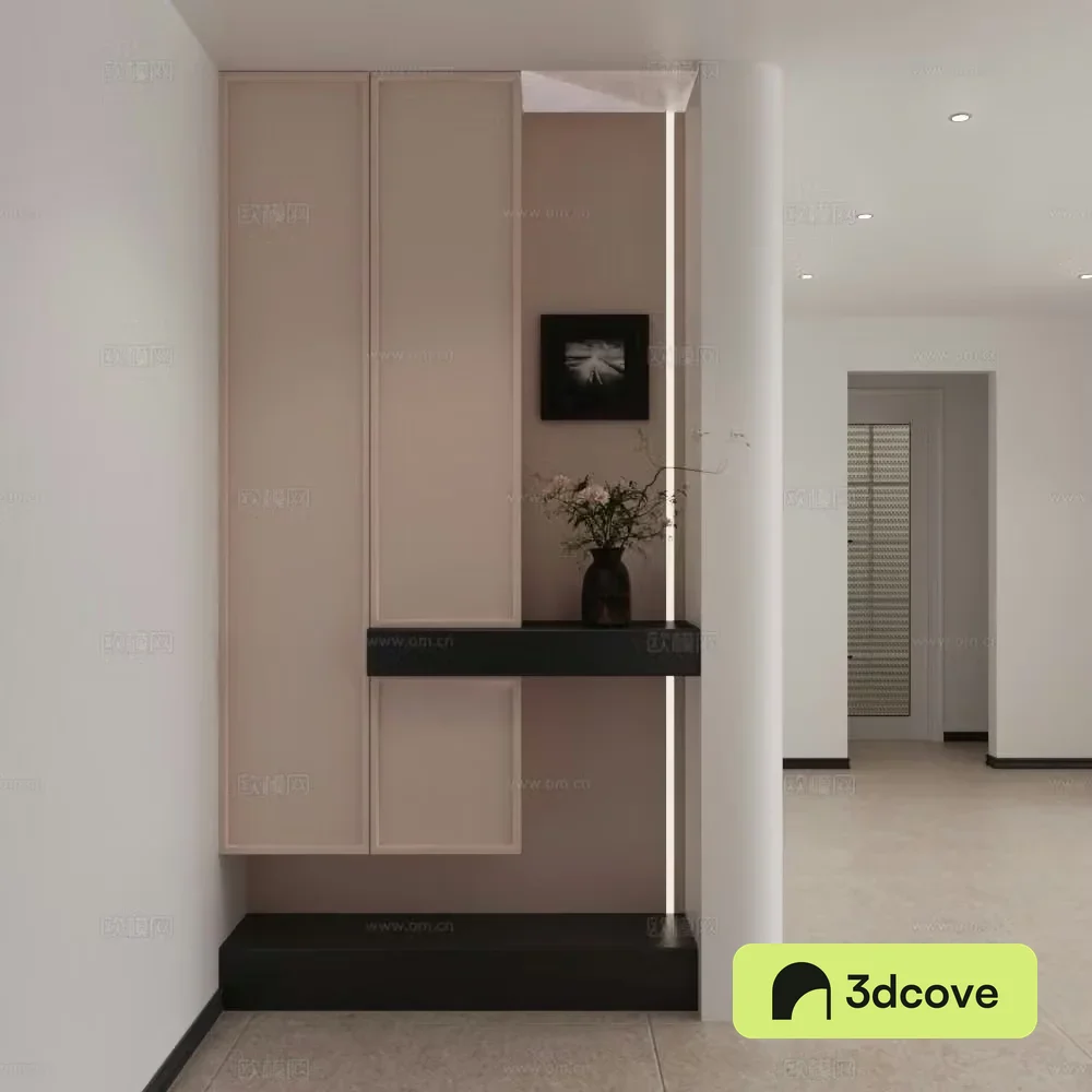 Modern entrance geometric shape entrance end view cabinet
