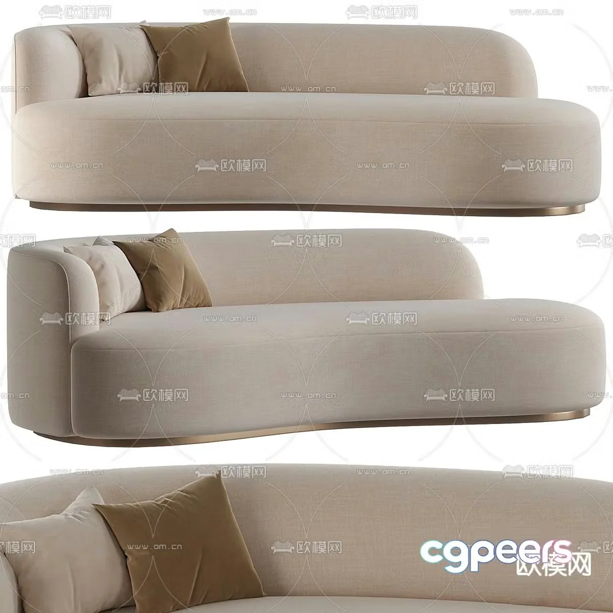 Oval sofa fabric sofa 3d model