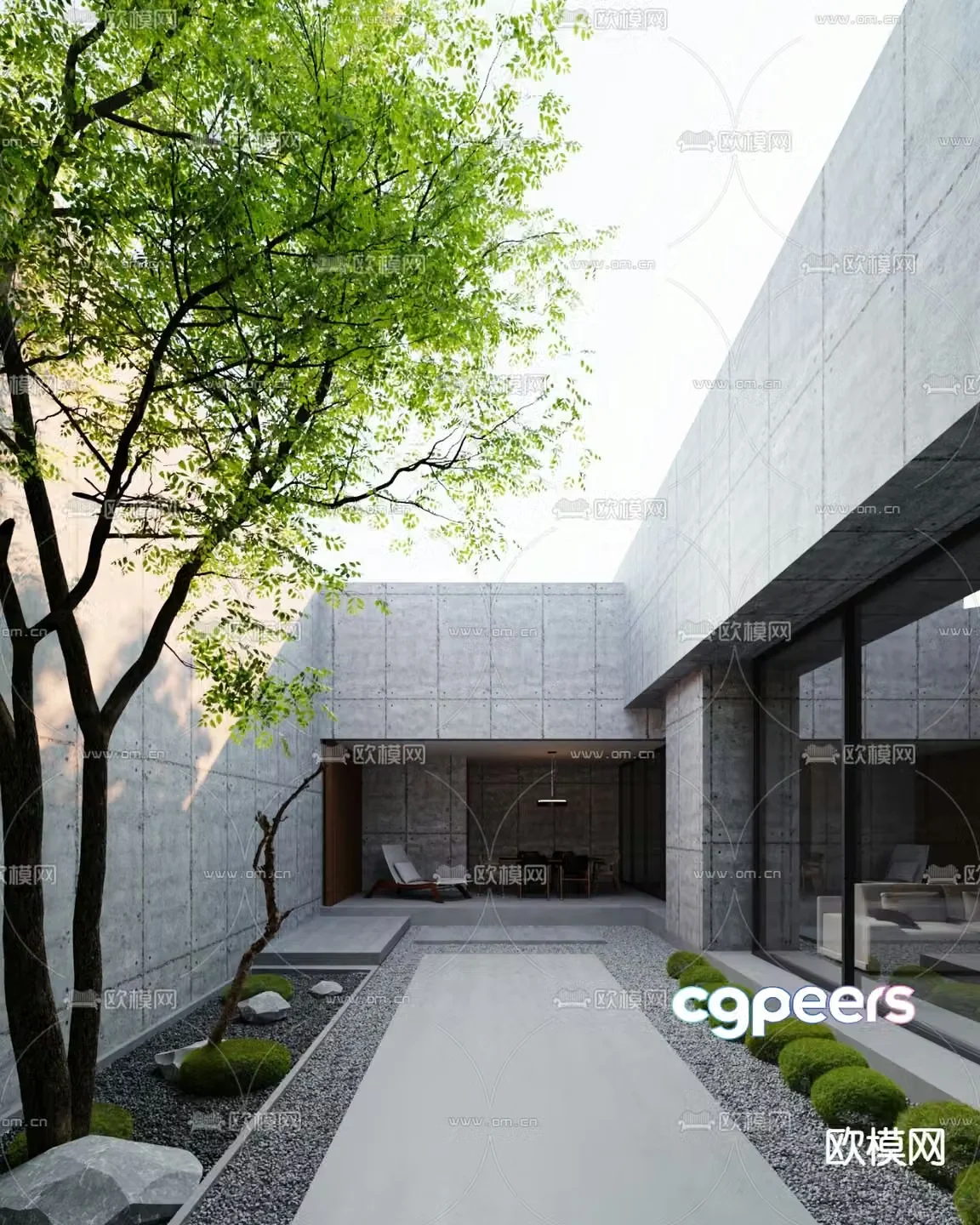 Villa courtyard patio garden 3d model