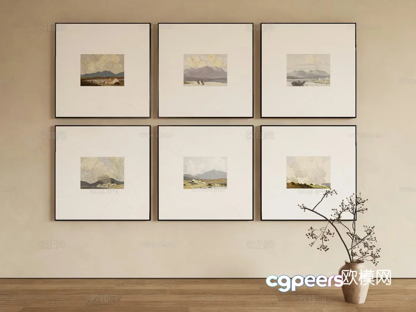 Modern landscape painting decorative painting 3d model
