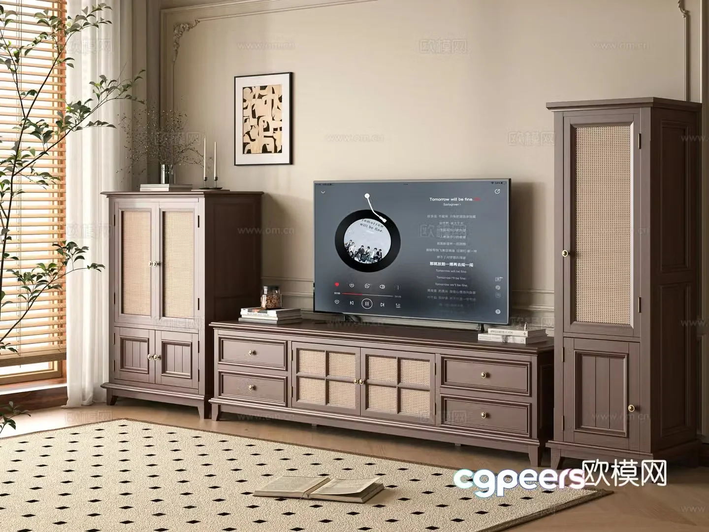 Middle-aged TV cabinet 3D model